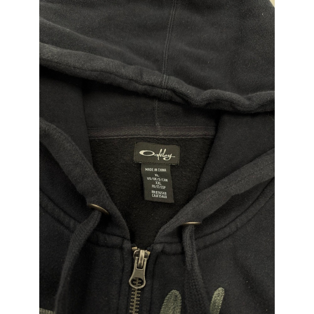 Oakley Vintage Full Zip Hoodie Black Embroidered Script Logo Y2K Mens XL - Picture 3 of 6